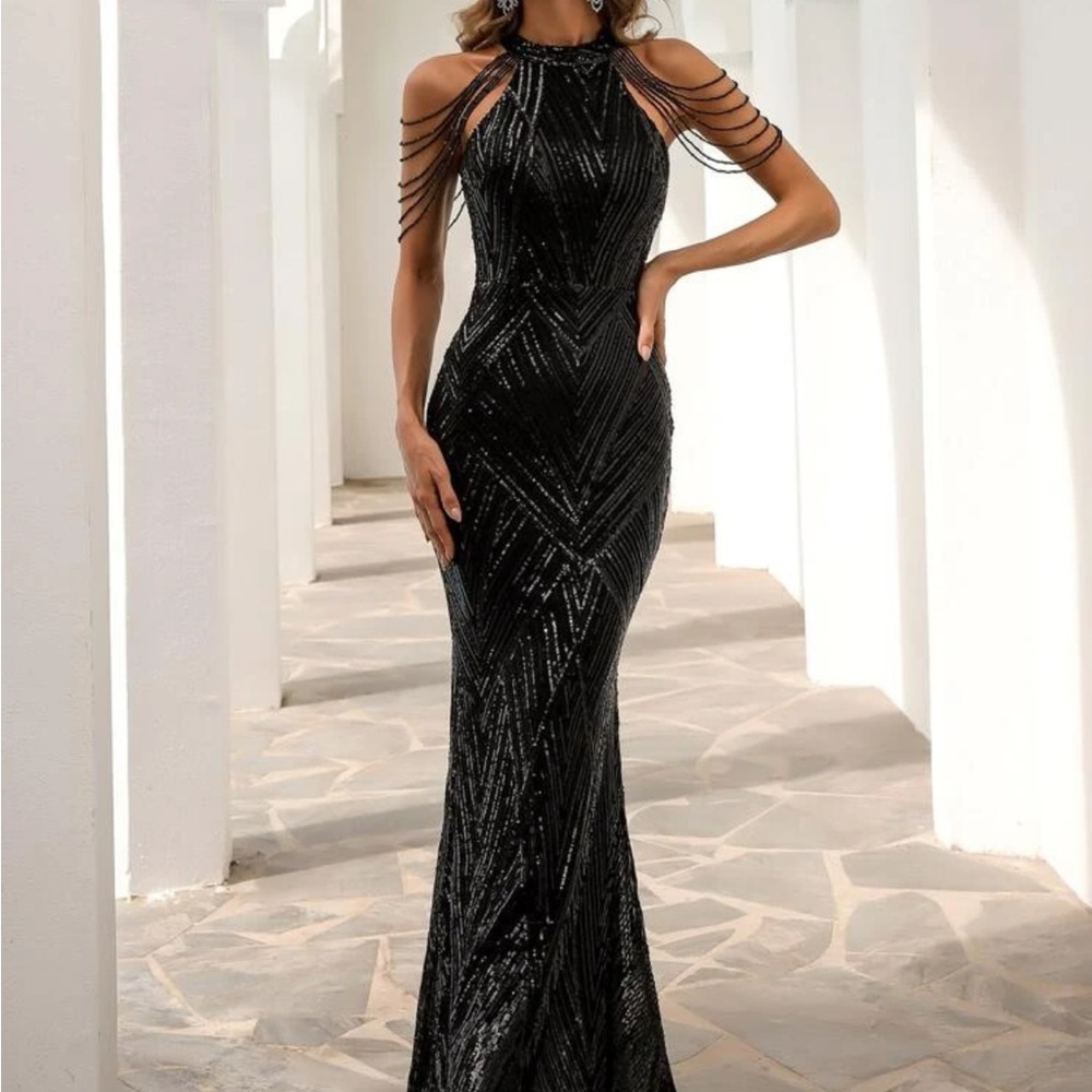 Missord Halter Neck Sequin Mermaid Dress